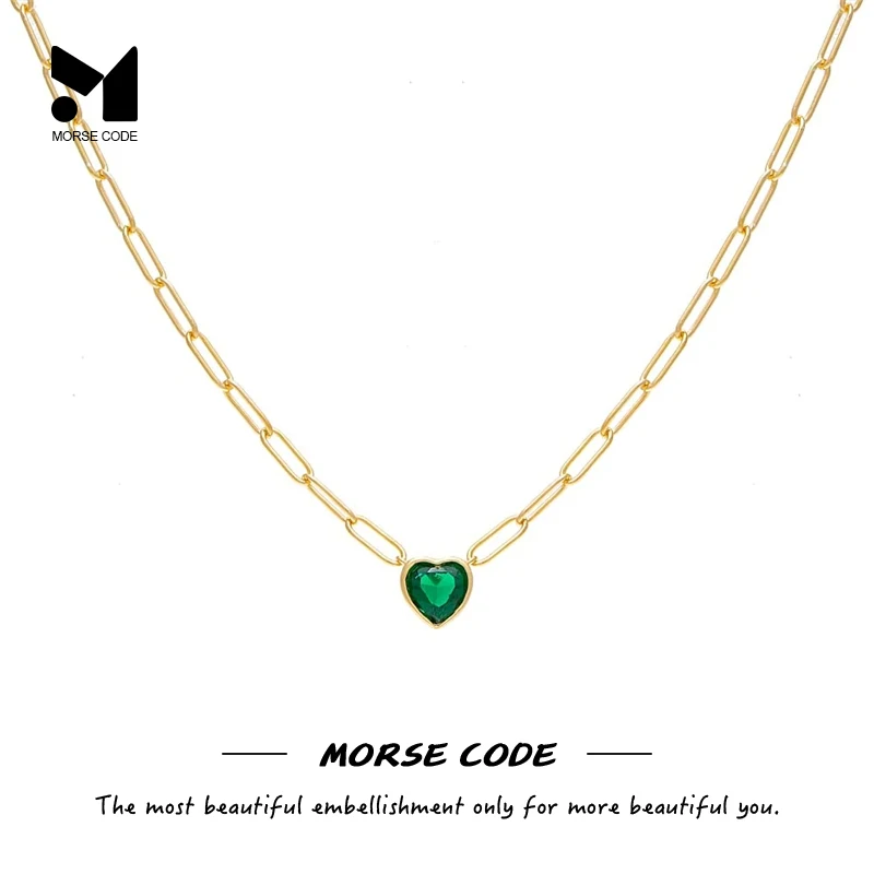 

MC S925 Sterling Silver Colorful Zircon Heart Pendant Link Necklace for Women Clavicle Chains Collares Jewelry Gifts Accessories