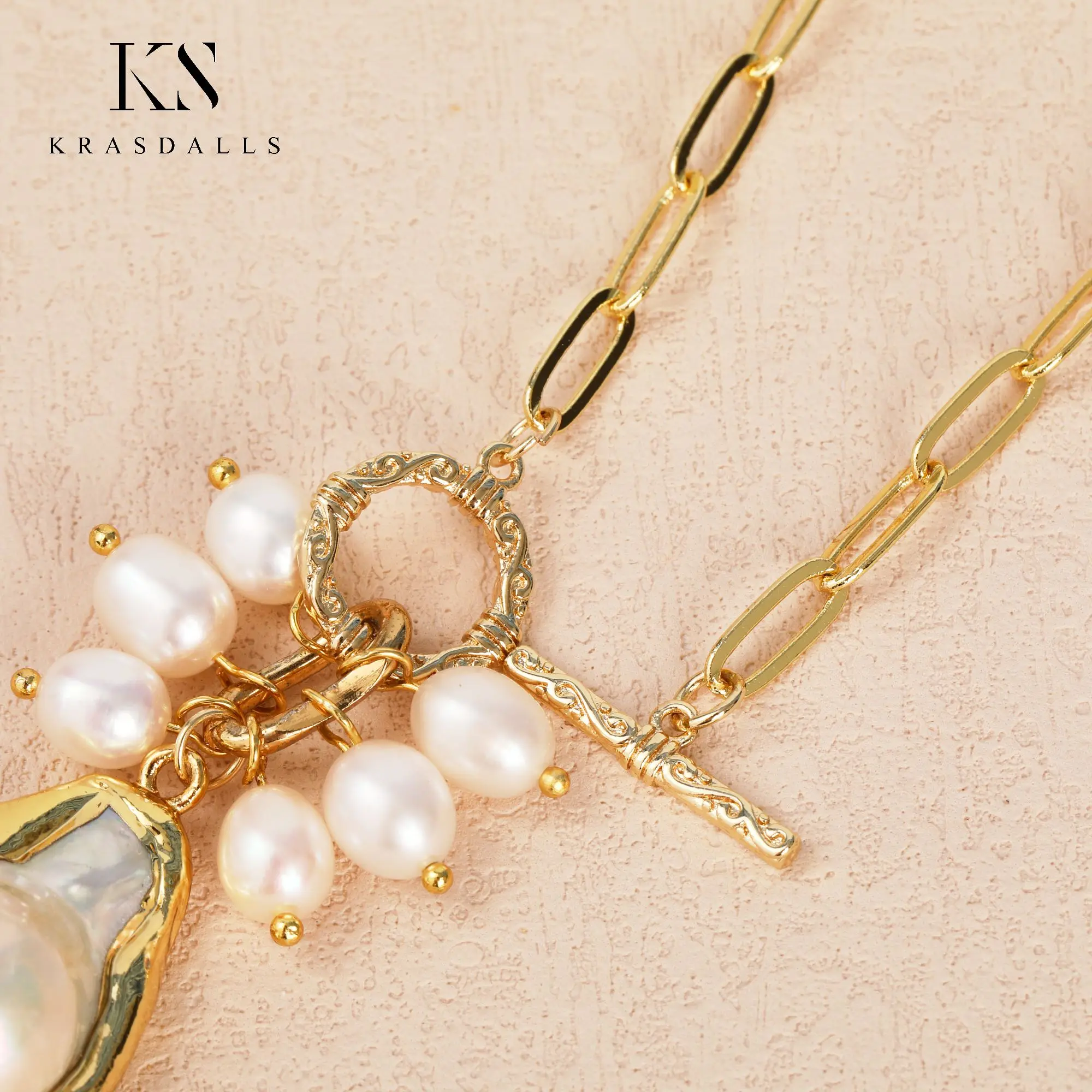 Белый жемчуг Кеши кулон позолоченная цепочка ожерелье минималистичные