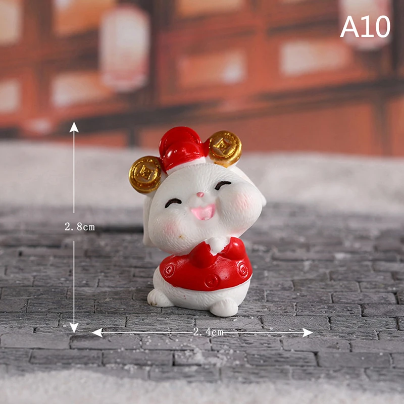 

Миниатюрные Мультяшные новогодние фигурки кроликов, миниатюрные Ландшафтные украшения, украшение для кукольного домика, сада, ландшафта, «...