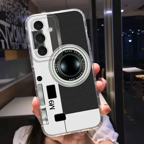Retro M9 Camera Case for Samsung Galaxy A14 A55 A23 A53 A56 5G A36 A13 A73 A54 A15 A33 A25 A34 A35 A26 A24 Transparent Case