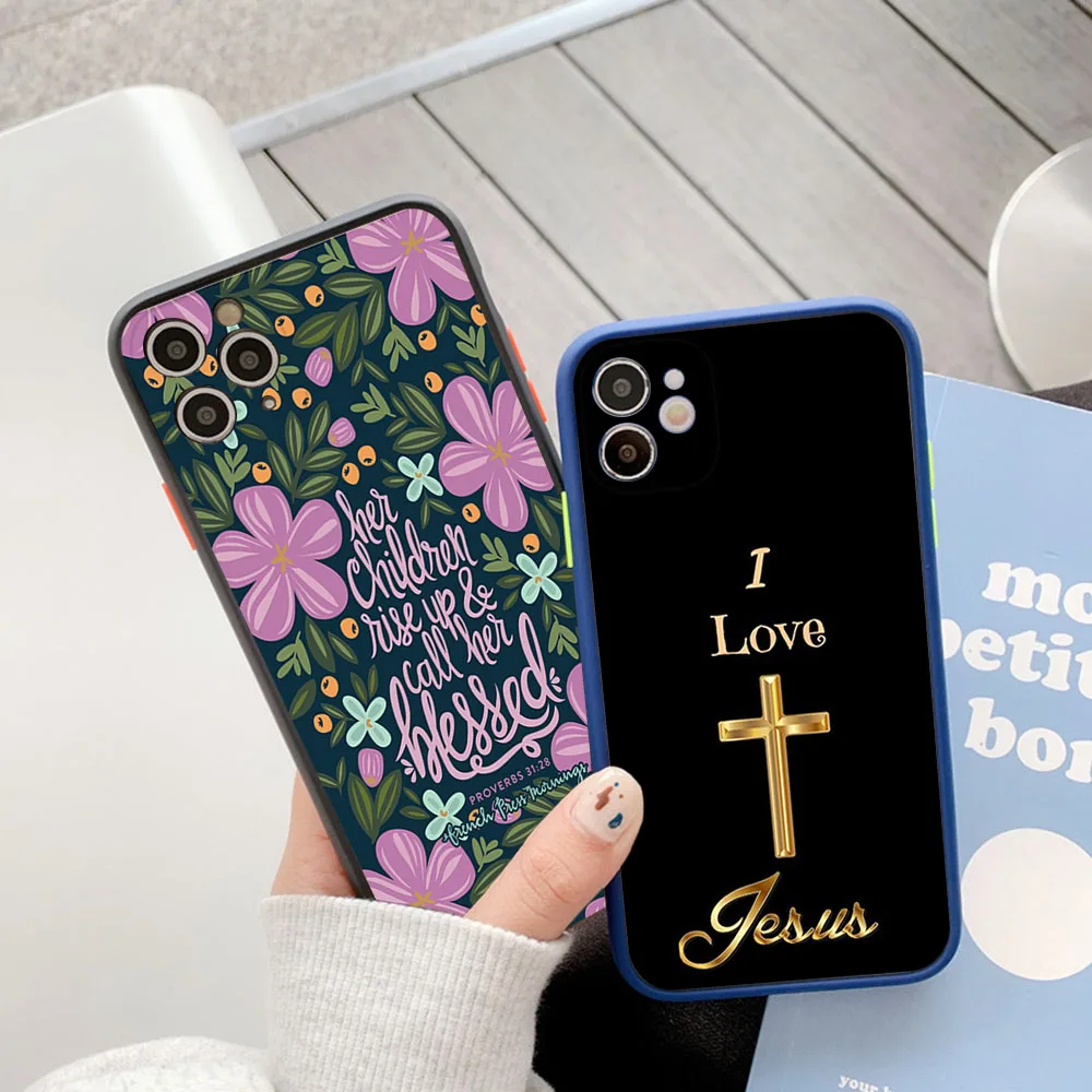 Phone Case For iphone 16 15 14 Pro Max 7 8 Plus 11 12 13 Mini XR XSMax Bible Jesus Christ Philippians Matte Translucent Cover