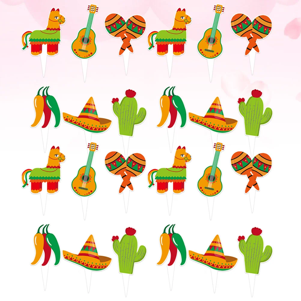 

Party Toppers Cake Mexican Picksdessert Fruit Theme Toothpick Festival Summer Straw Cupcake Papersucculent Hat Insert