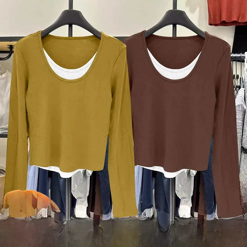 2024 Новая нижняя рубашка женская внутренняя одежда осень и зима облегающая