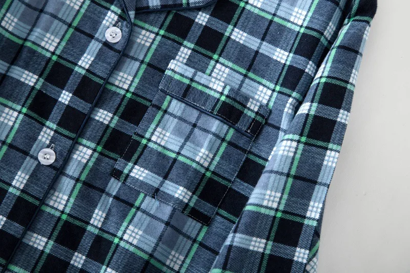 Autumn Women's Cotton Flannel Nightgown Long Flannel Plaid Nightshirt Button Down Long Sleeve Sleepwear Sleepshirts with Pockets