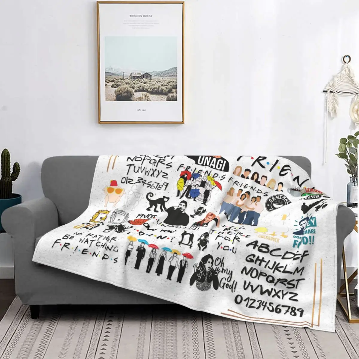 

Cartoon Friends Central Perk Blanket American Flannel Throw Blankets Bedroom Sofa Decoration Ultra-Soft Warm Bedspreads