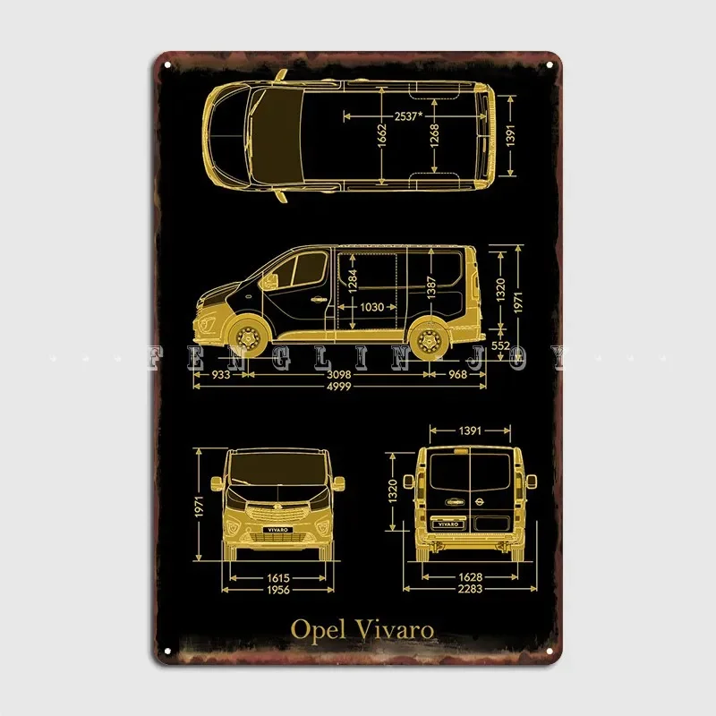 Винтажный Opel Vivaro 2017 Золотой металлический знак настенный паб клуб бар