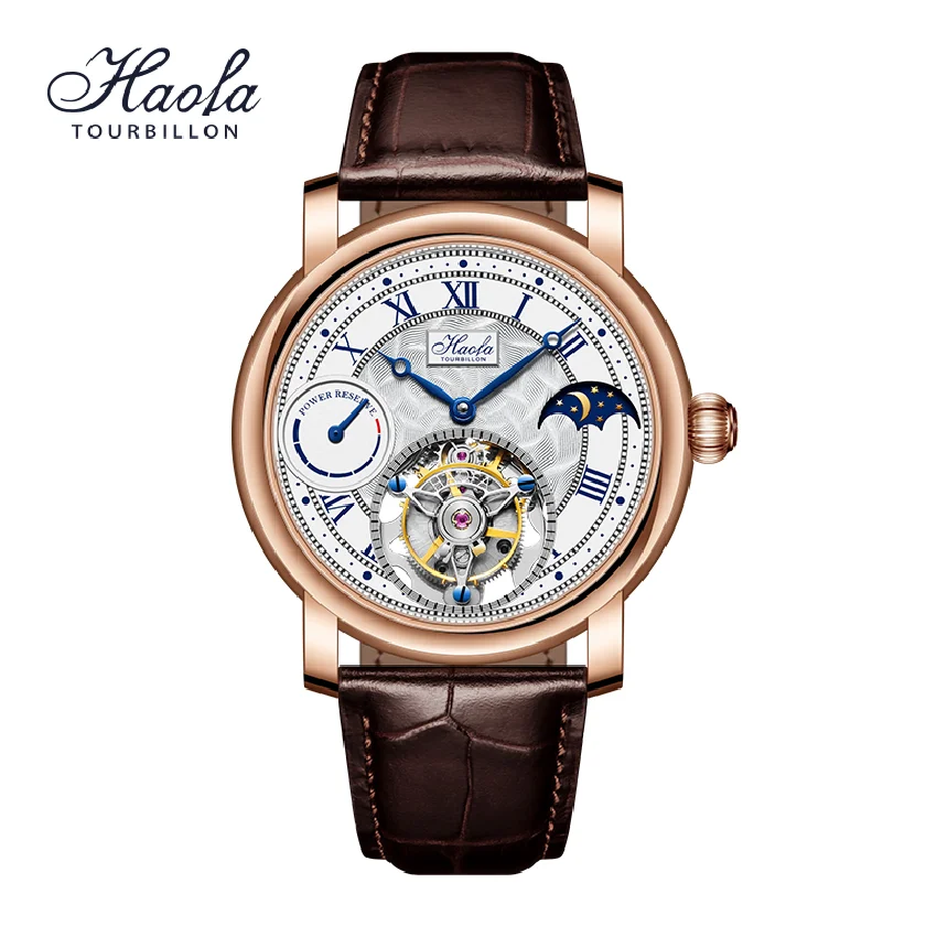 

HAOFA Moonphase Tourbillon Movement Men Watch Manual Mechanical Skeleton Sapphire Watches For Men Power Reserve 60h 2022