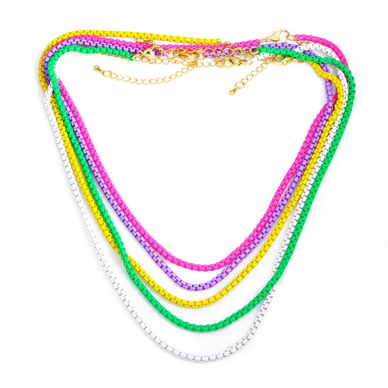 

YDGY Thick 3mm Candy Color Necklace Chain Basic Women Choker Link Neon Green Yellow Jewelry Accessoriy Bohemia Fluorescent