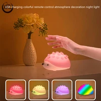led colorful cartoon silicone pat lamp usb bedside charging hedgehog lamp eye protection with sleeping night light birthday gift