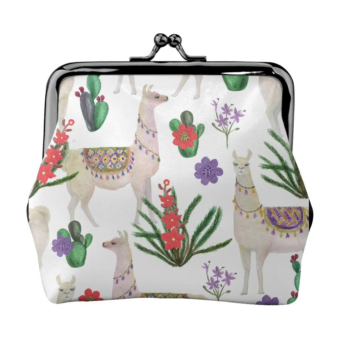 

Coin Purse Watercolor Llamas And Cacti Women Mini Pouch Female Pouch Key Card Holder Wallet