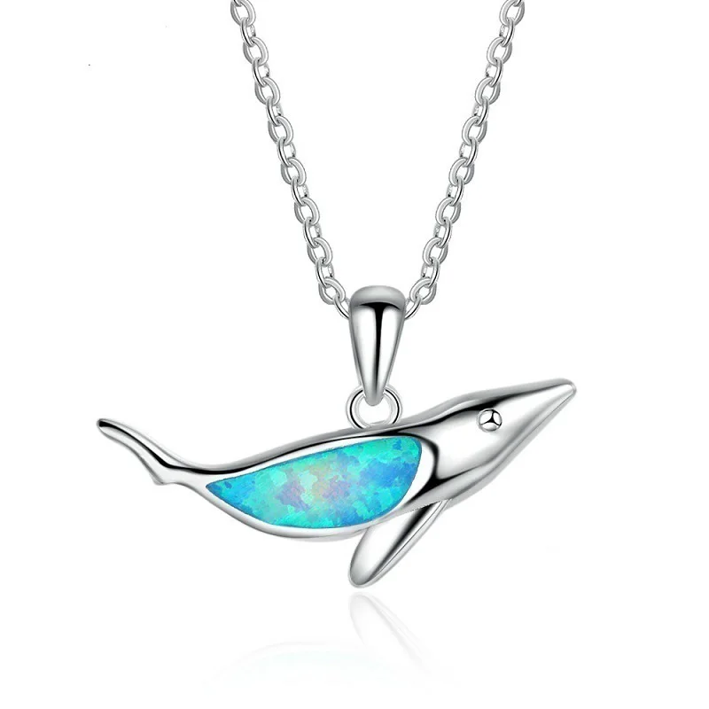 

Carofeez 2023 Cute whale Pendant Necklace for Women Wedding Party Jewelry Accessories Fashion Women Imitation Fire Opal Necklace