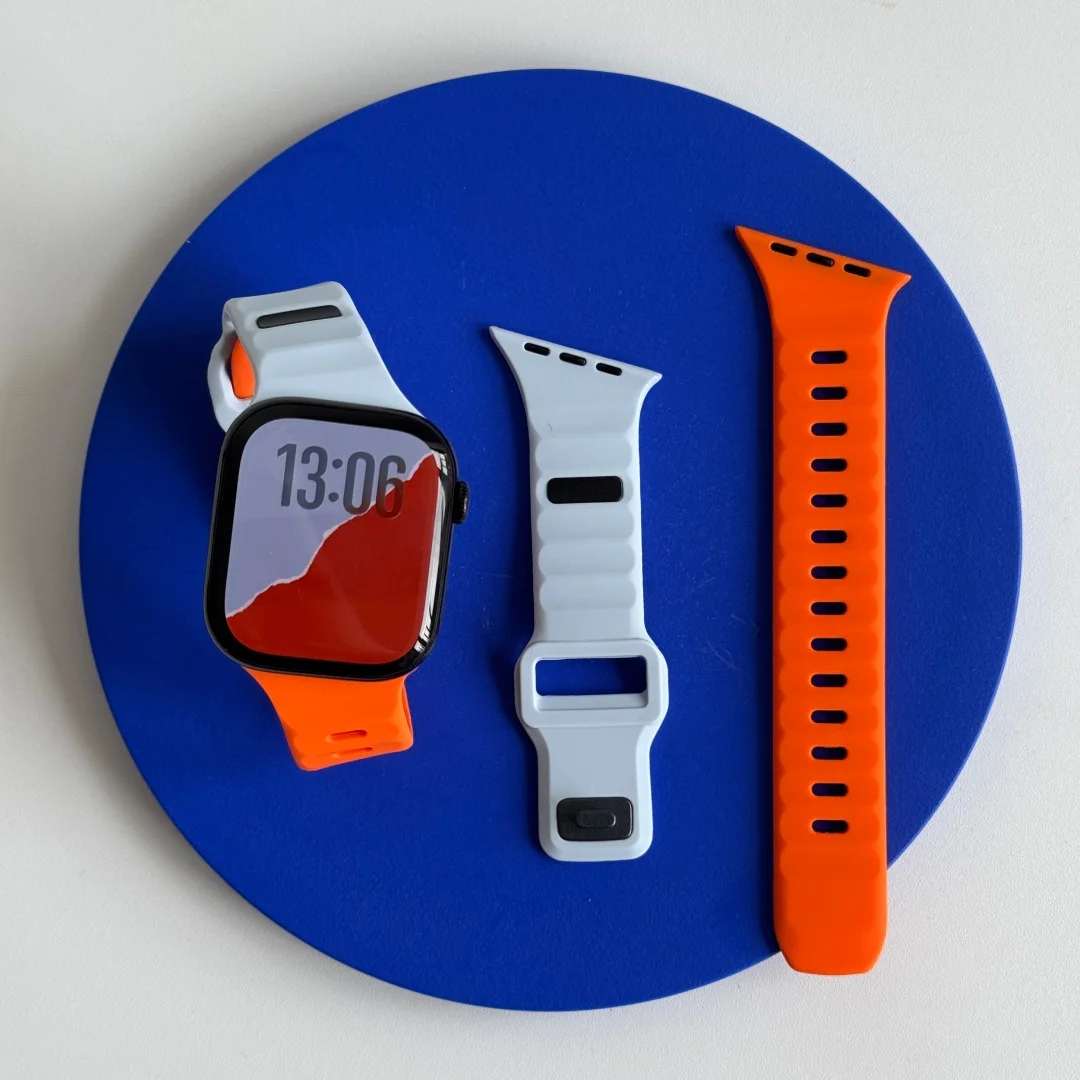 Фото Силиконовый спортивный ремешок для Apple Watch Band Ultra 49 мм, 46 мм, 45 мм, 44 мм, 41 мм, 40 мм, браслет Correa для iWatch Series 11, 10, 9, 8, 7, 6, 5, SE №4