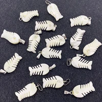 mother of pearl pendant natural white butterfly shell fishbone shape sea water shell pendant jewelry making diy necklace earring
