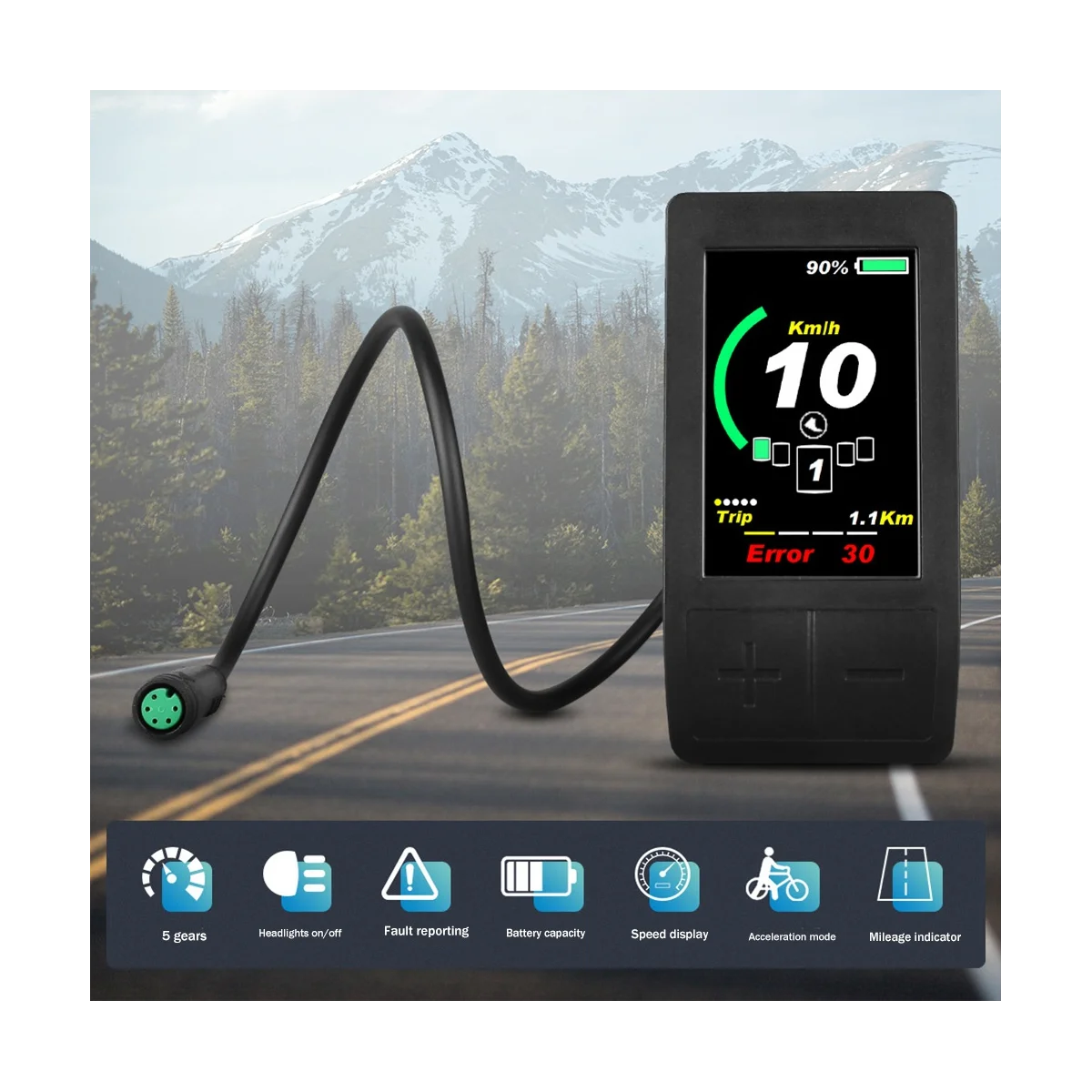 

Цветной дисплей для центрального двигателя Bafang, 500C-H TFT экран, ЖК-дисплей, модифицированный вертикальный экран для велосипеда, Таблица кодов