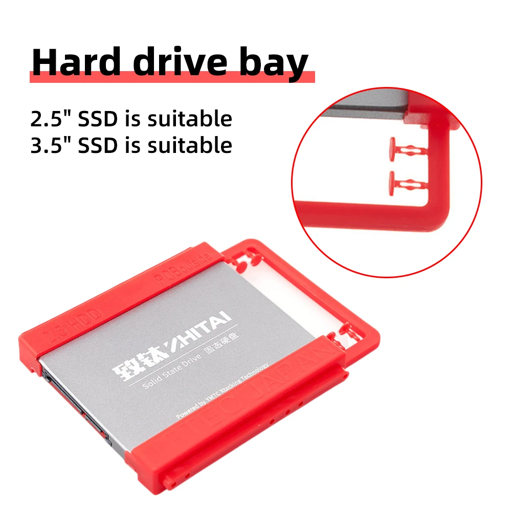 2.5 To 3.5 Inch SSD Support Holder Plastic Hard Disk Bracket with Four Clips Screw Free Design Accessories for PC