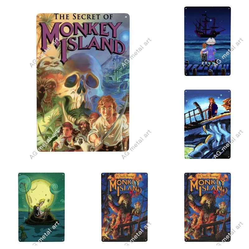 

Retro The Secret of Monkey Island Metal Signs Custom Adventure Action Game Tin Plaques Gate Garden Bars Wall Art Decor Posters