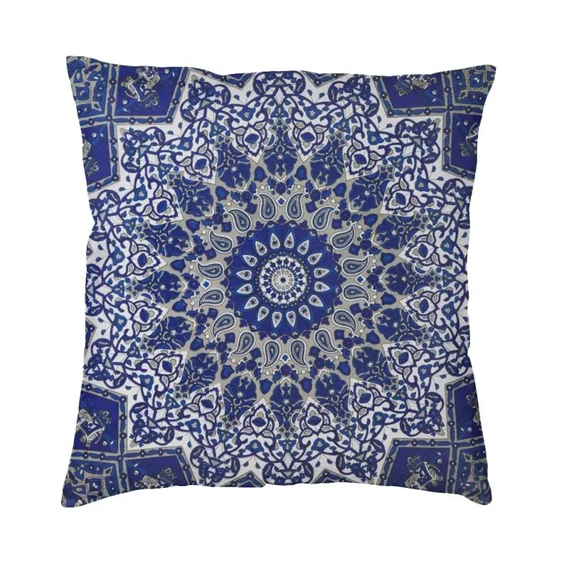 

Vibrant Blue Alhambra Traditional Moroccan Artwork Pillow Cover Home Decorative 3D Printed Mandala Cushion Cover for Sofa