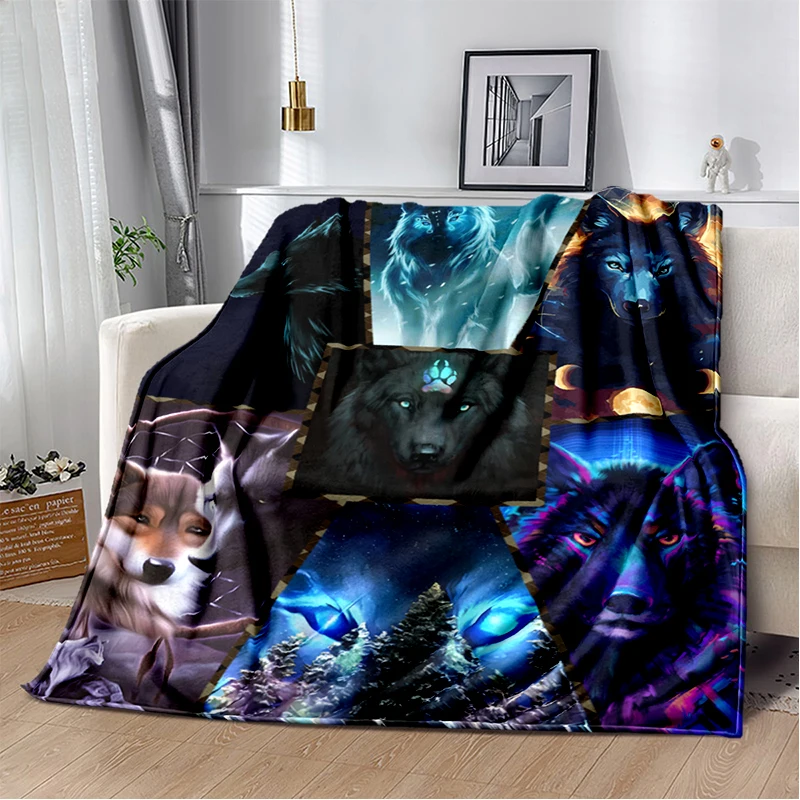 

Art Fantasy Wolf Flannel Blanket Decorations for Home and Cozy Throws for Bedding,Couch and Gift Picnic Blankets