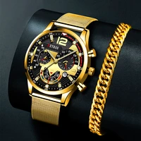 heren horloges rvs gold mesh riem quartz horloge voor mannen zakelijke kalender lichtgevende armband klok relogio masculino