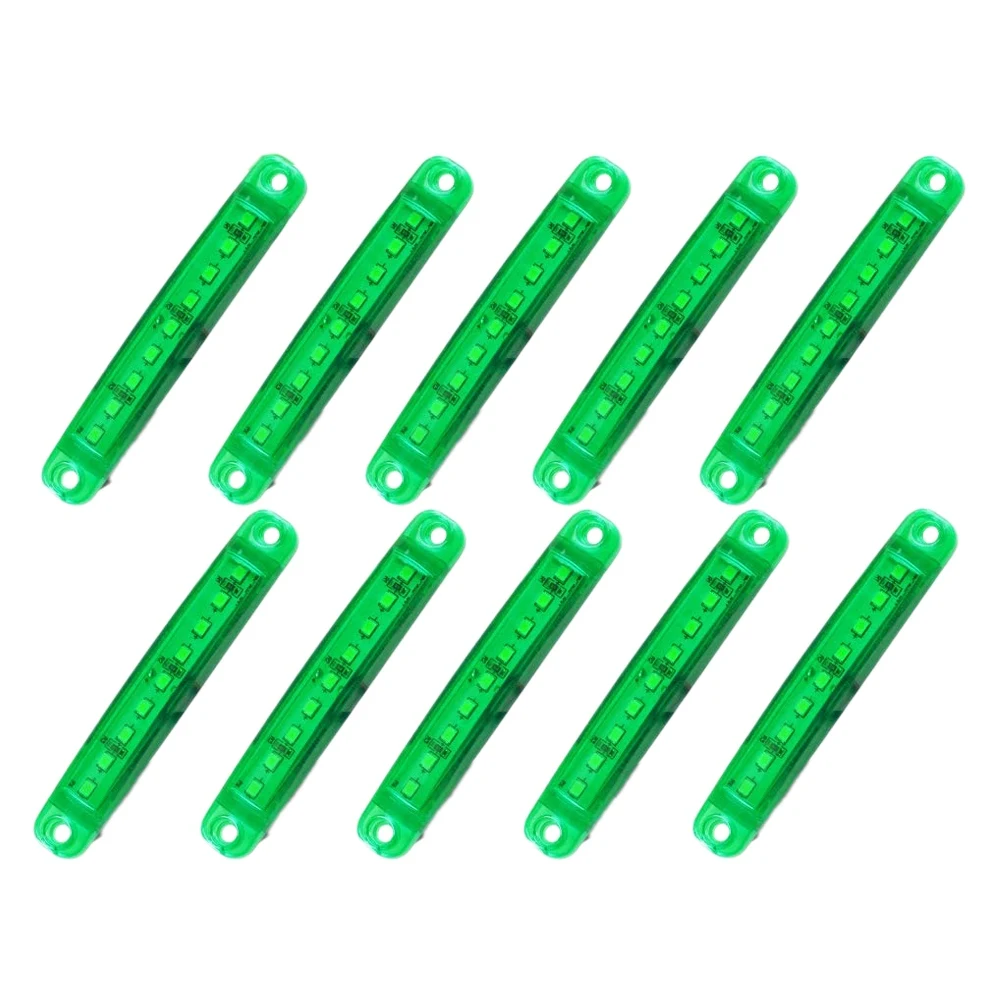 

10Pcs Durable Green 9-LED Truck Trailer Lorry Sealed Side Marker Clearance Light Low Led Trailer Light Rear Side Lamp