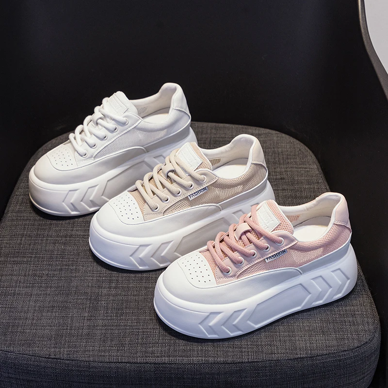 Leather Casual Sneakers Ladies Flats Luxury Designer Shoes for Women 2023 Summer High Heels Tennis Chic Elegant Athletic Shoe 33