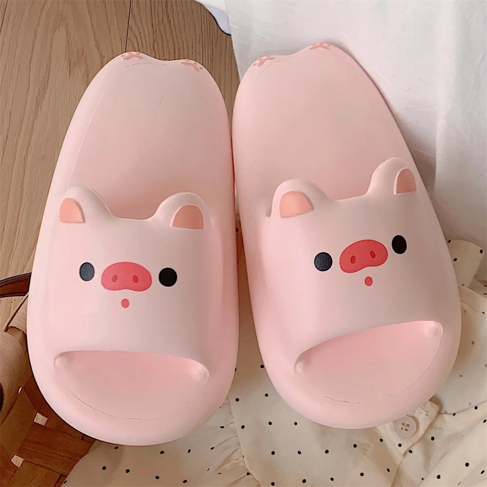 Summer Slipper for Women 2023 New Outdoor Breathable Kawaii Female Home Sandals Womens Cute Cartoon Pig Flip Flops Slipper