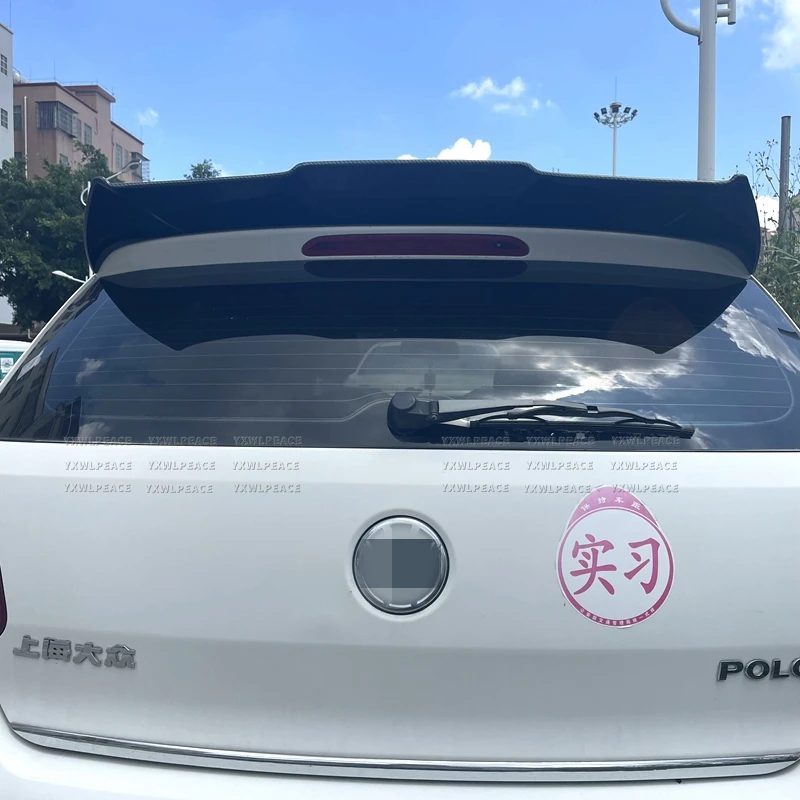 Фото Для Volkswagen VW Polo 6R 2012 - 2018, спойлер на крышу, ABS-пластик, грунтованный цвет, в стиле Бэтмена, задние крылья на багажник. №2
