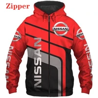 2022 new mens nissan car logo hoodie 3d printed zipper sweatshirt casual punk pullover motor racing hooded jacket men clothing