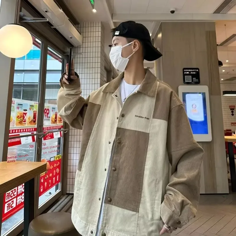 Куртка мужская Вельветовая в винтажном стиле модная рубашка с лацканами цветная