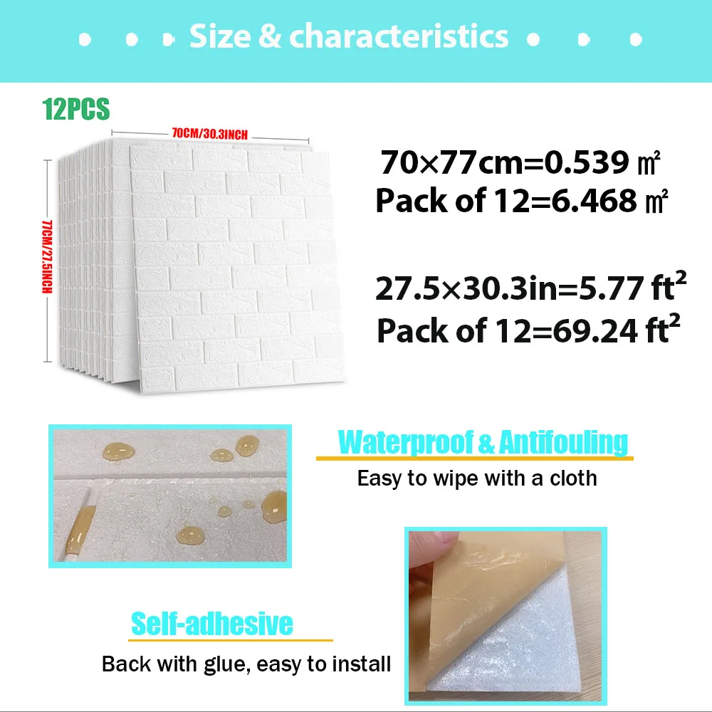 Самоклеящиеся обои NATURCITY 3D клеящиеся с рисунком кирпича для гостиной спальни