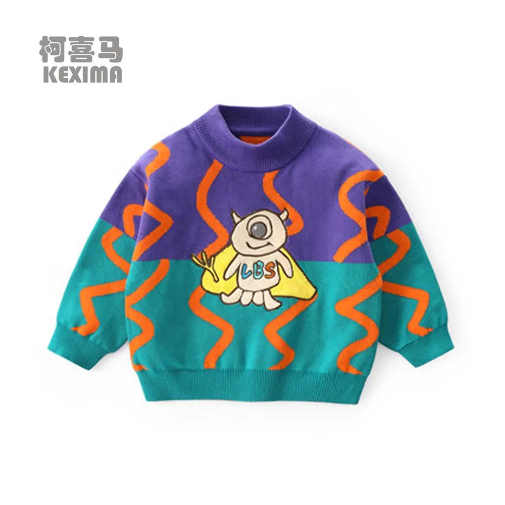 

Детская одежда KEXIMALBS, детский пуловер, свитер, новинка осень-зима 2021, свитер для мальчиков, свитер для малышей среднего размера с высоким вор...