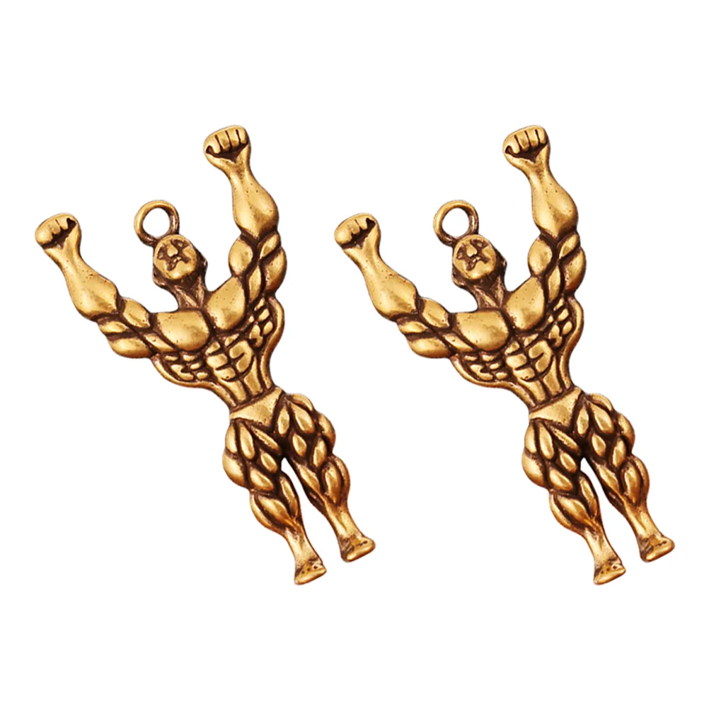 

2pcs Decorative Copper Pendants Creative Muscle Men Shape Key Chain Pendants