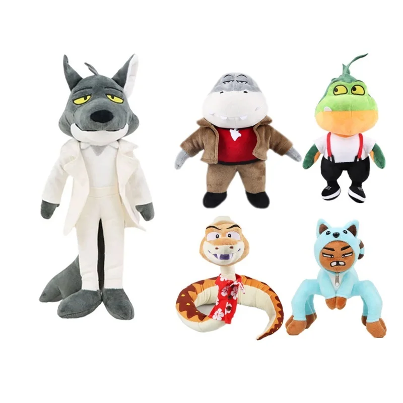 

25-115cm New Movie The Bad Guys Plush Toys Cartoon Mr. Snake Piranha Wolf Ms. Tarantula Stuffed Animal Soft Doll Adult Kid Gifts