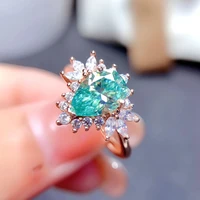 meibapj 1 5 carats green moissanite diamond flower water drop ring for women 925 sterling silver fine wedding jewelry