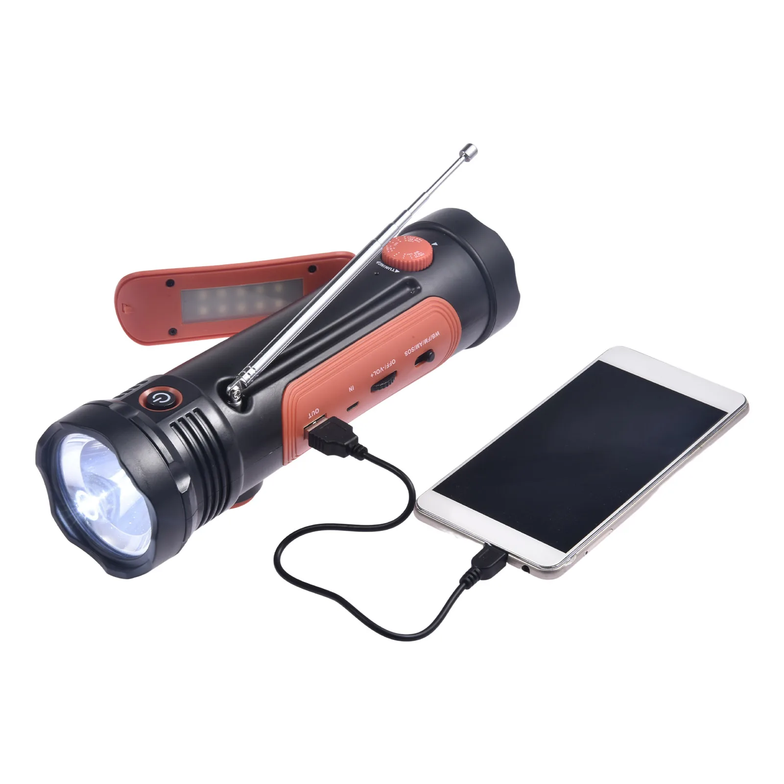 

Аварийное радио со светодиодным фонариком, уличный светодиодный фонарик, ручная перезаряжаемая Мини AM/FM-радио, мощное оповещение о погоде, ...