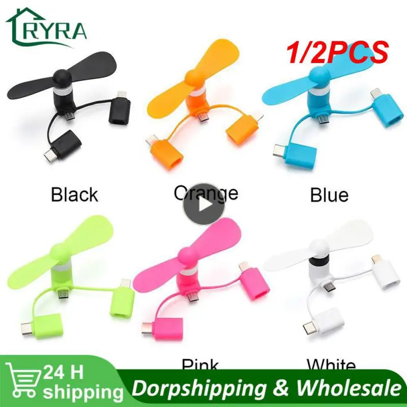 

1/2 шт. 3-в-1 мини-вентилятор USB Тип C Micro USB мини-вентилятор охладитель для iPhone Samsung Huawei HTC сотового телефона Высокое качество USB