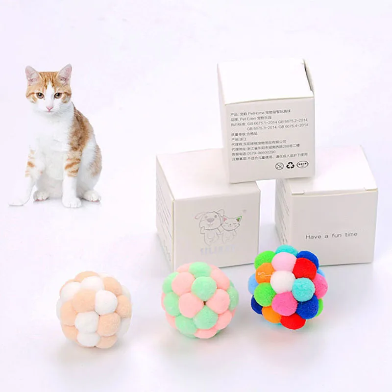 

1Pcs Bouncy Cat Mouse Toy Plush Funny Bell Ball Interactive Game DIY Handmade 3Colors Pet Supplies