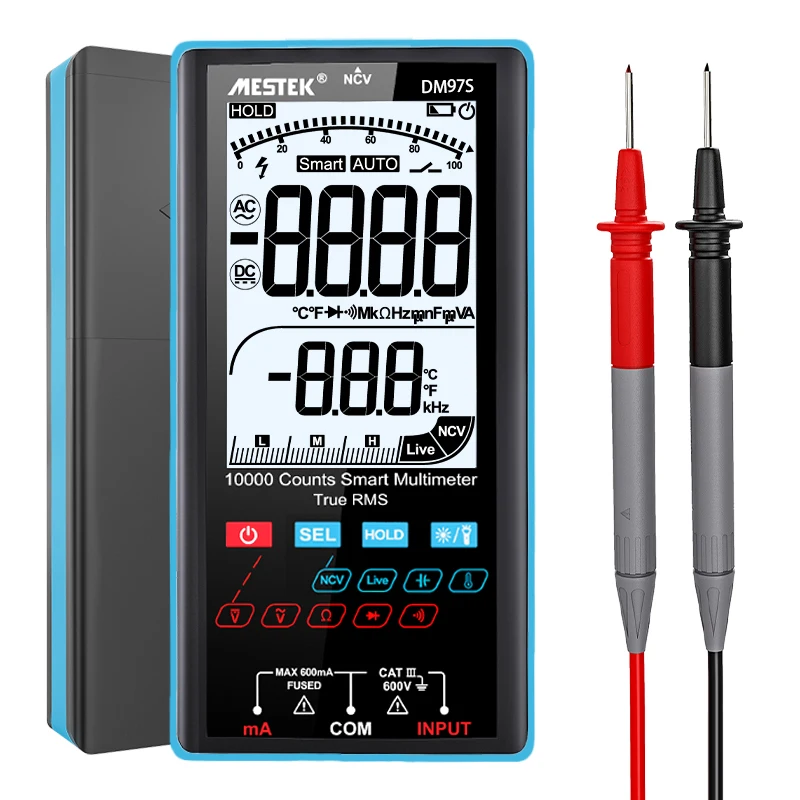 

Digital Multimeter 9999 3.5"LCD Color Display DC AC Current Voltage Capacitance Ohm Diode multimetro NCV Hz Live wire Tester