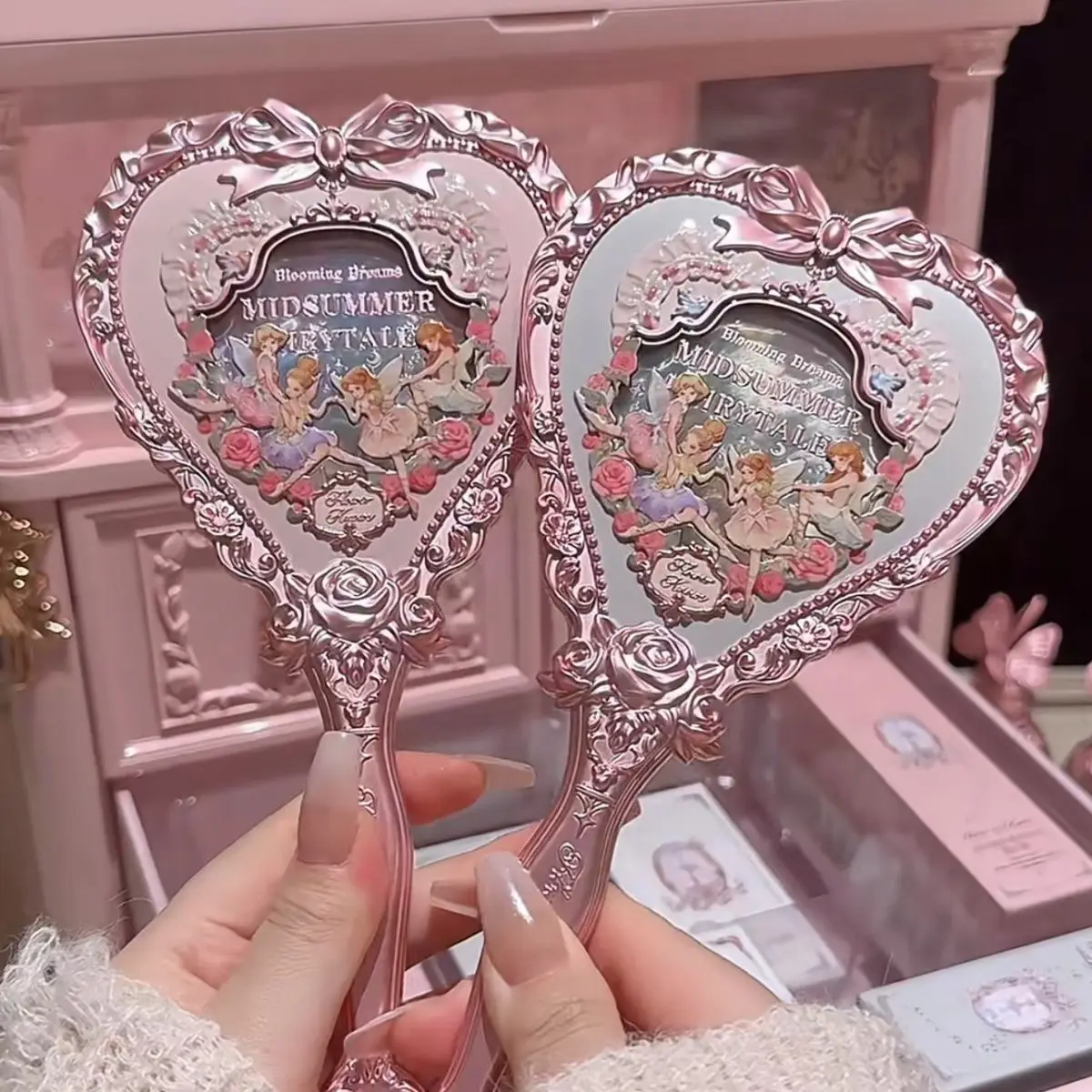 Ручное зеркало с изысканным зеркалом для девушек портативное макияжа подарок