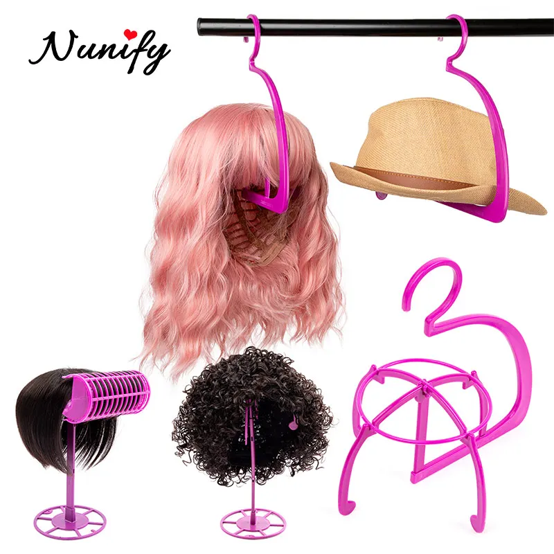 Plussign 6Pcs/Lot Plastic Wig Hanger Stand Salon Barber Hanging Hats Holder Display Stand Wig Head Stand Foldable Hair Tools