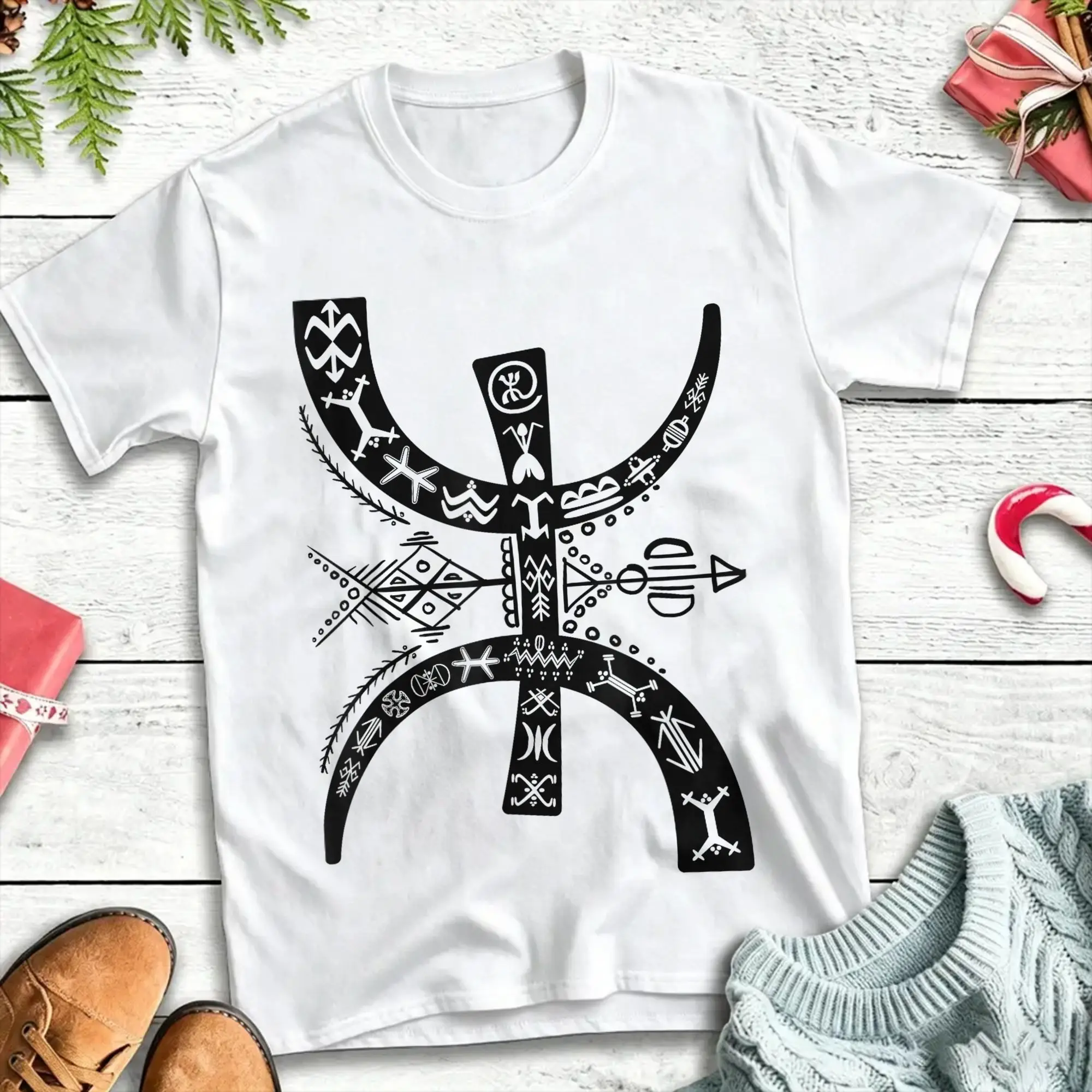 Фото Мужская футболка Amazigh Yaz с берберскими мотивами, топы из чистого хлопка, крутые футболки с короткими рукавами и круглым вырезом, оригинальная футболка №1