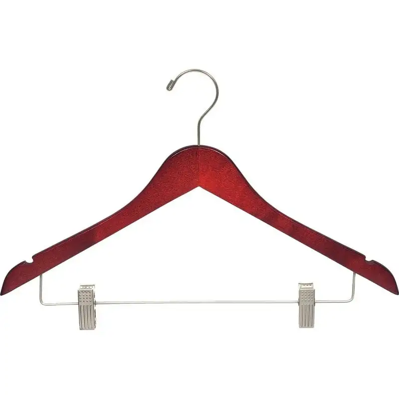 

Company Cherry Wooden Combo Hanger with Brushed Chrome Clips (Pack of 25) Organizer Clothing Storage Rack