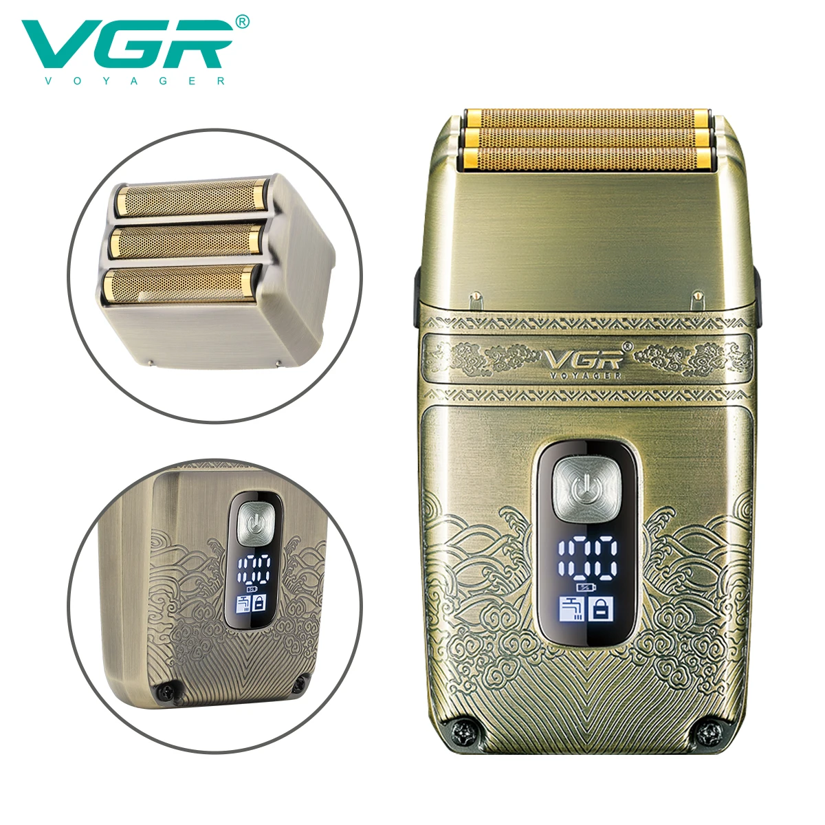 Professional Shaver Metal Beard Trimmer Titanium Blade Triple Foil Shaver