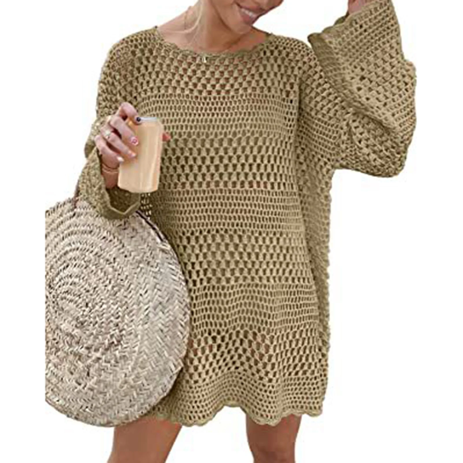 

Woman Knit Pullover Swimwear Woman Sunscreen Swimsuit Top Suitable for Suntan Spa THJ99