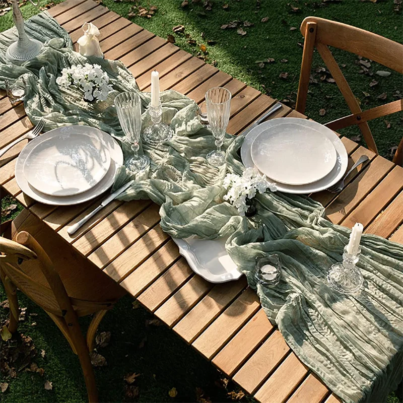 Полупрозрачная настольная дорожка винтажная марлевая подставка для стола