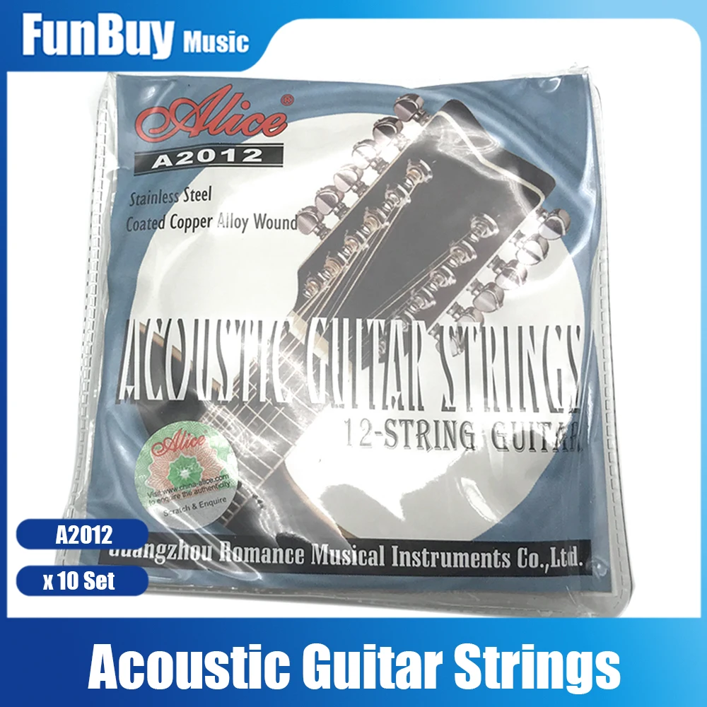 

10Set Alice A2012 12-String Acoustic Guitar Strings Stainless Steel Coated Copper Alloy Wound 1st-12th Guitar Accessories