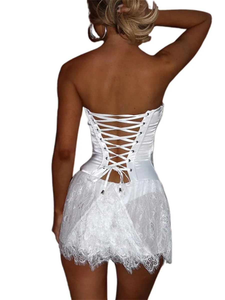 Женское корсетное мини-платье с завязками на спине