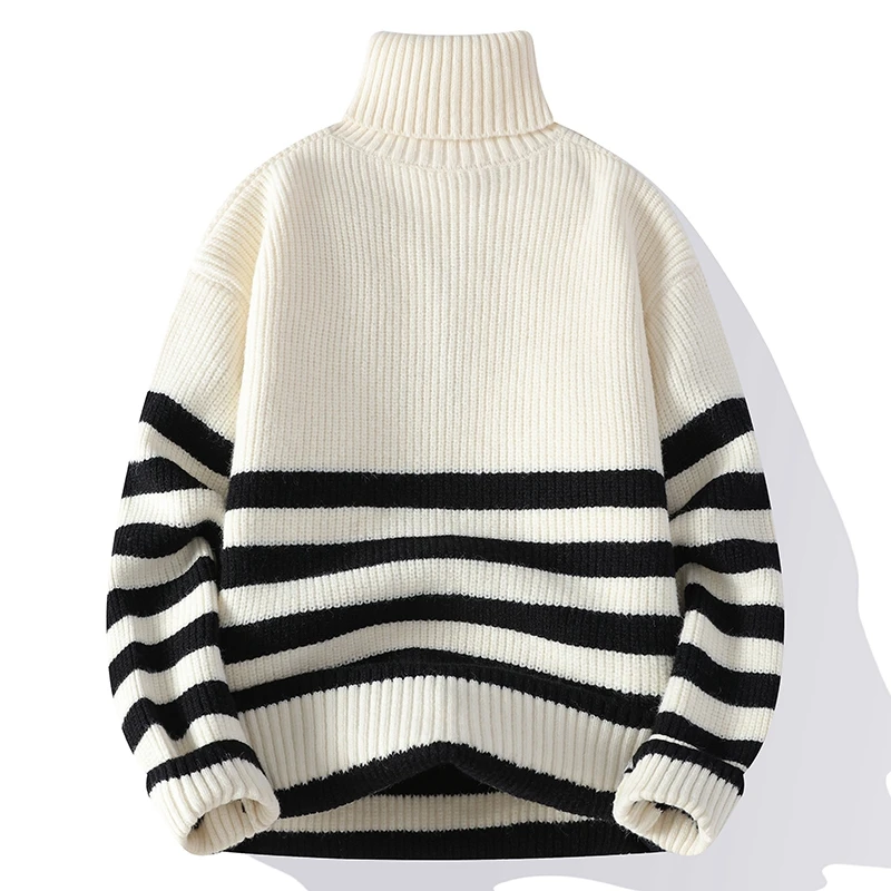 Новый мужской повседневный вязаный свитер Simplici в полоску с лацканами