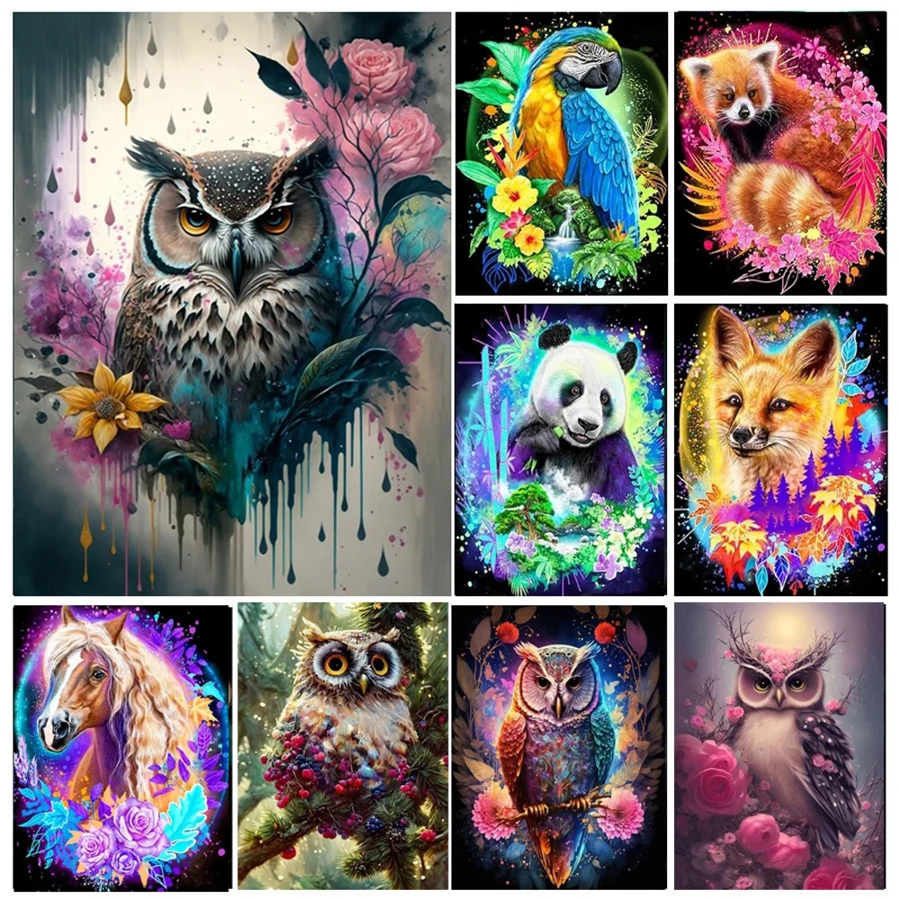 

Алмазная живопись, красочная сова, цветок, попугай, Новое поступление, мозаичная вышивка, наборы для вышивки крестиком, украшение для дома, п...