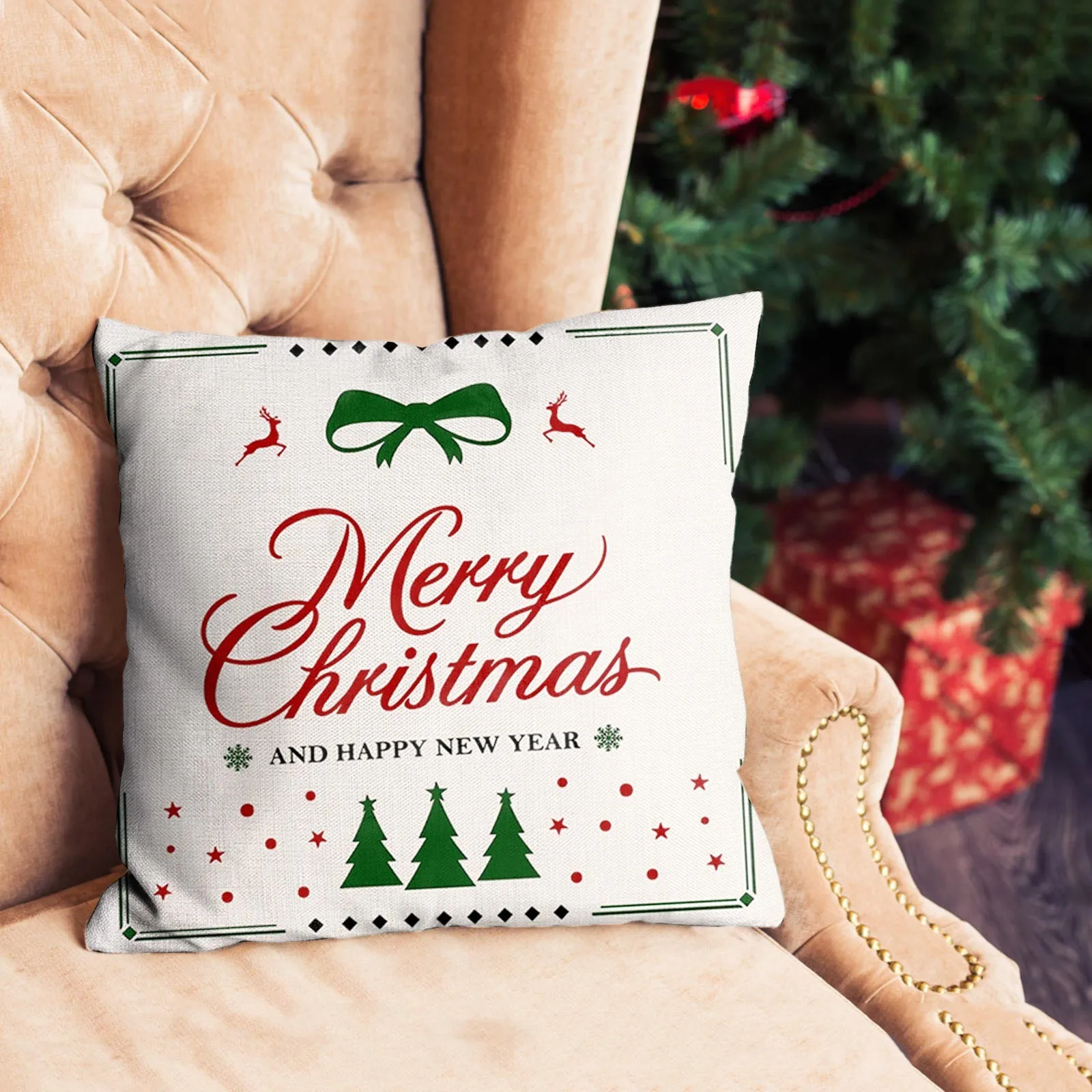 Рождественская льняная наволочка для объятий, коробка для автомобиля, наволочка для подушки в виде Санты, наволочка для дивана, подушка для ...